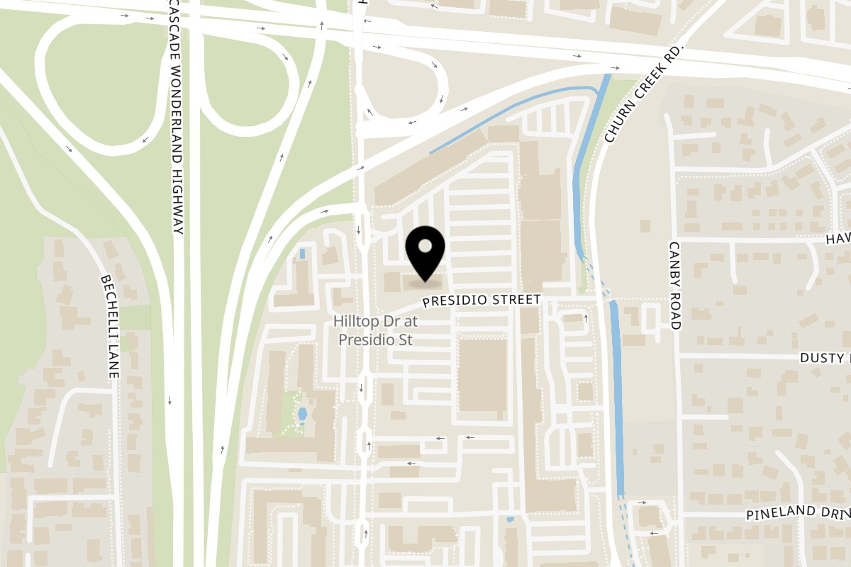 Map showing the location of Tokyo Garden on 1675 Hilltop Dr M in Redding